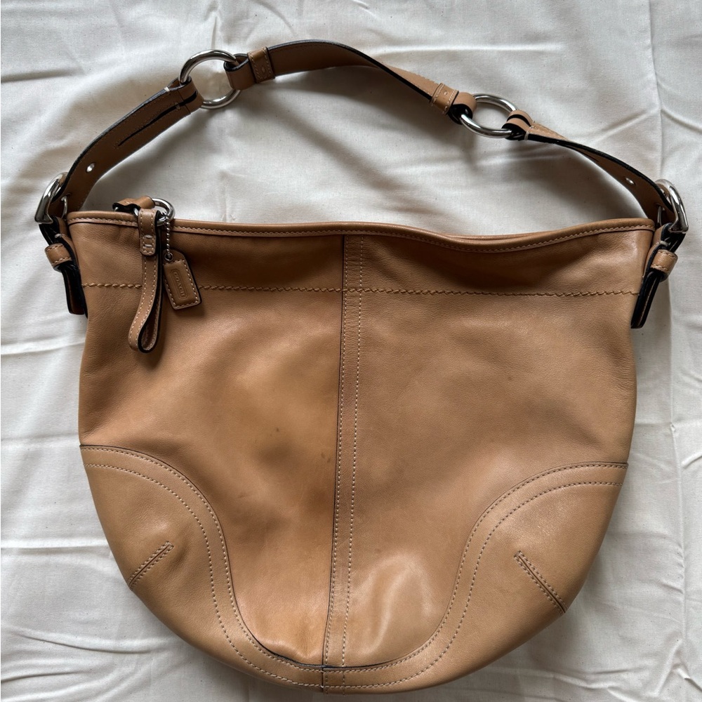 Coach Soho Hobo Leather Shoulder Bag – Vintage M05S-3651 – Tan – Size Large